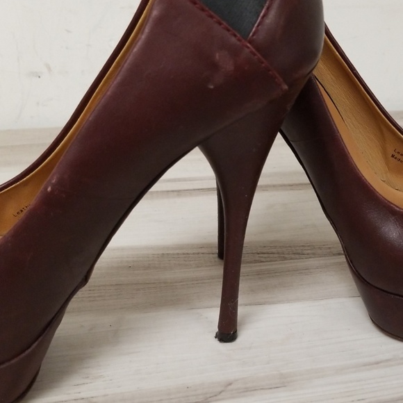 L.A.M.B. Burgundy Round Toe Platform Stiletto 7 - Picture 7 of 8